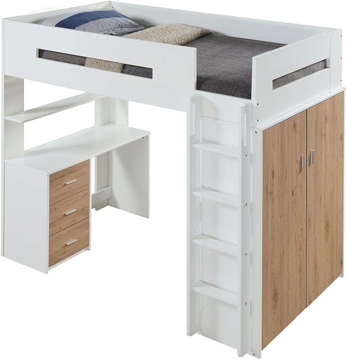 Nerice Twin Loft Bed W/Desk & Wardrobe