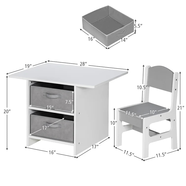 Betul Kids 3 Piece Play Or Activity Table and Chair Set