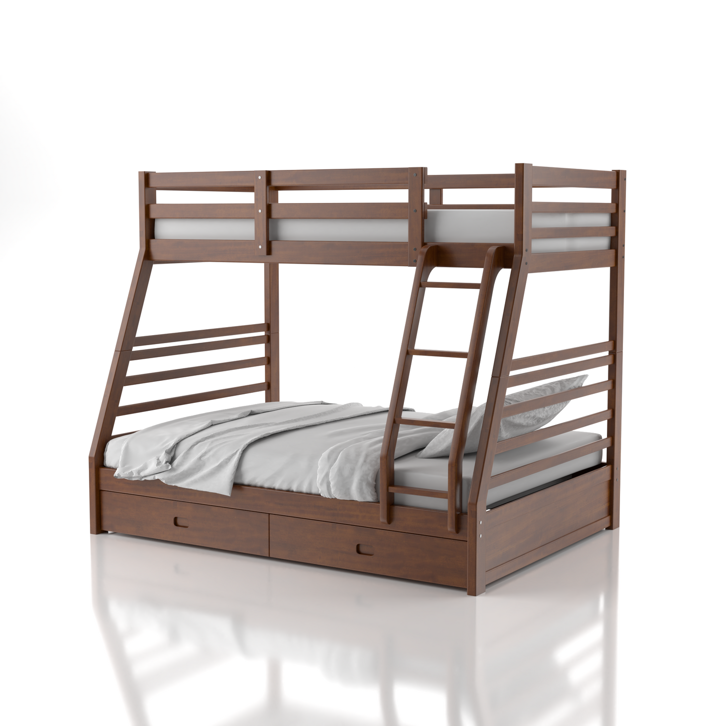 Dule Transitional Twin over Full Solid Wood Bunk Bed in Oak
