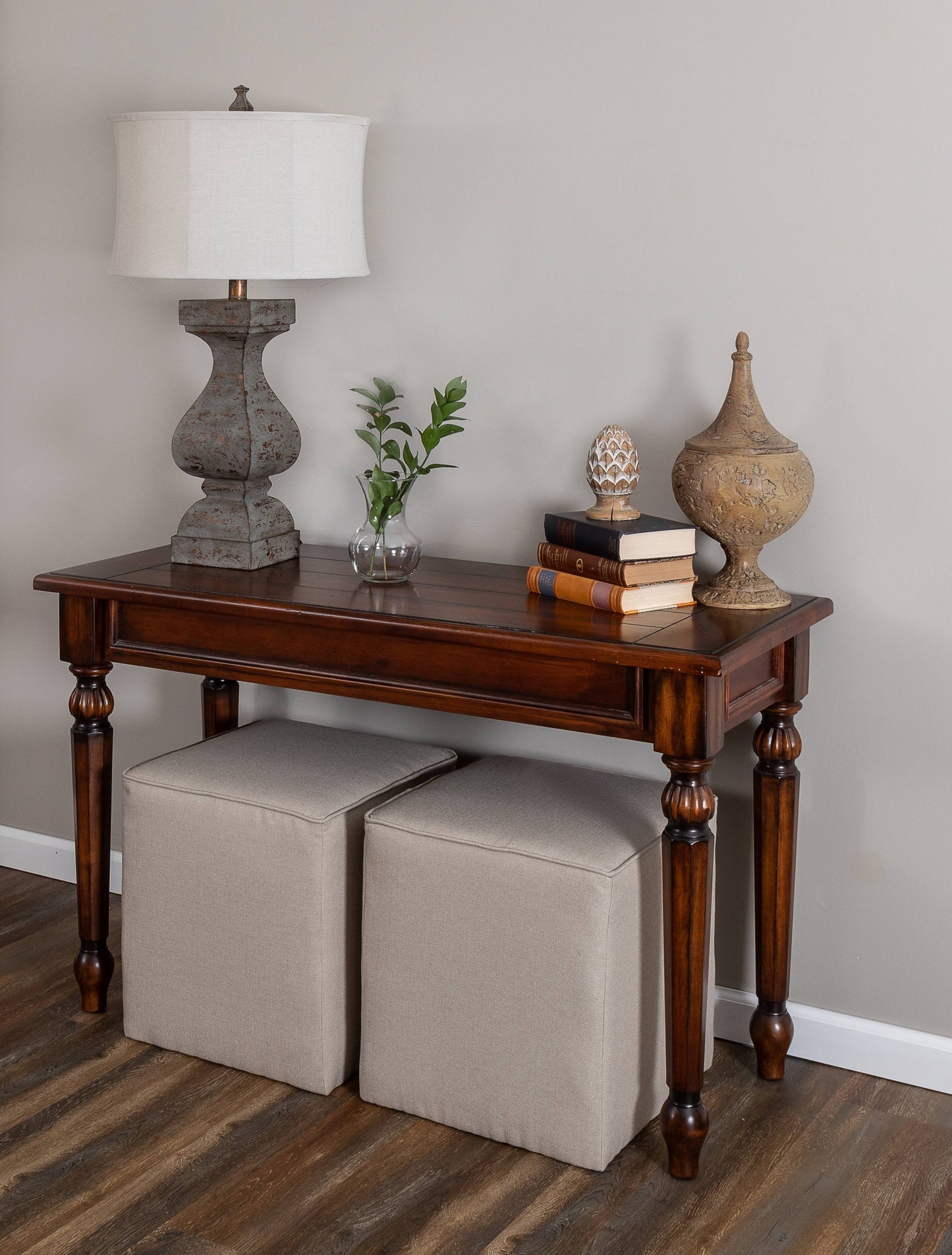 Leffler Home Harper Upholstered Cube Ottoman in Crawford Linen