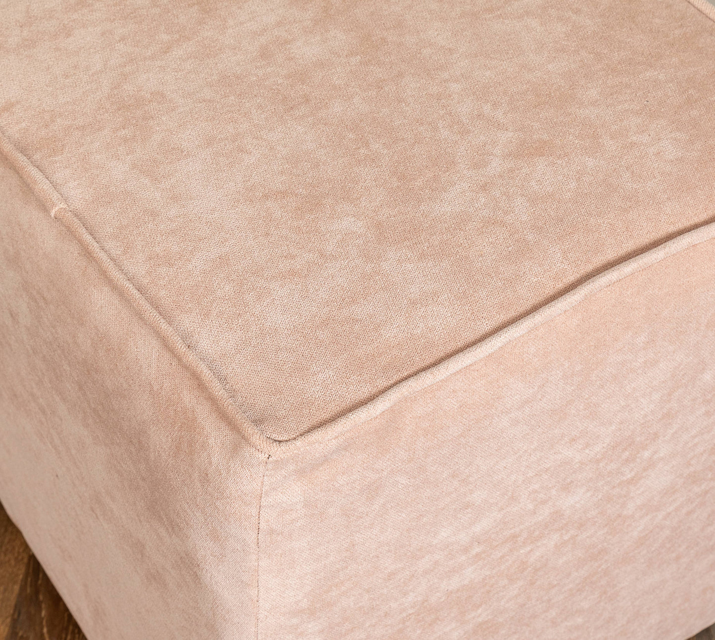 Leffler Home Harper Upholstered Cube Ottoman in Hearth Rosedust
