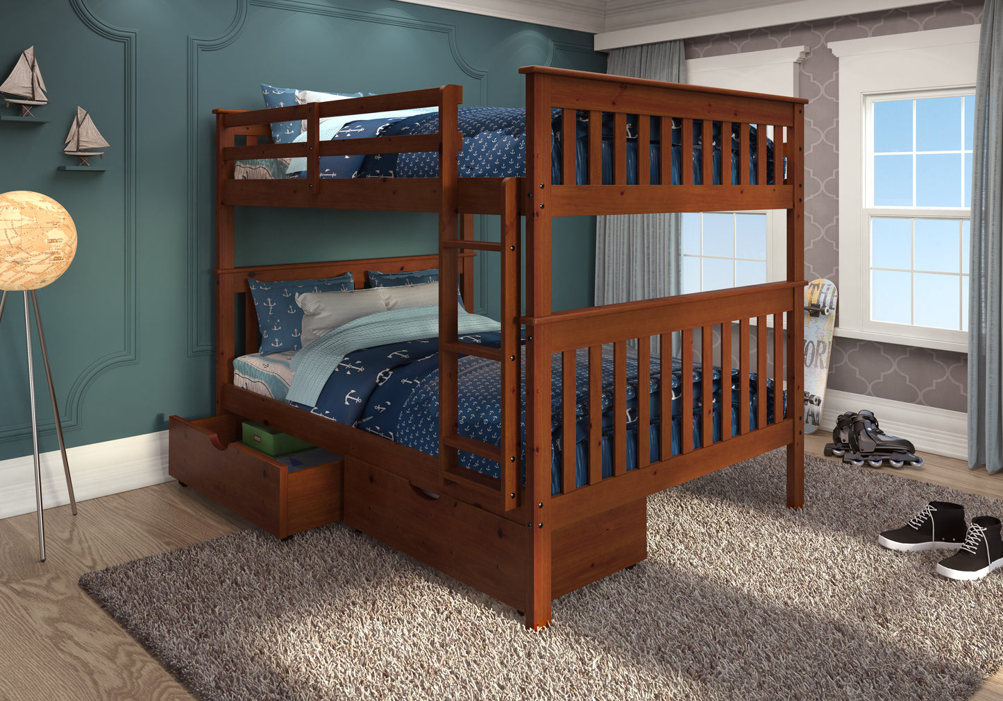 Erath Mission Full Over Full Bunk Bed with Storage Drawers