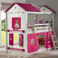 Sweetheart Twin over Twin White & Pink House Bunkbed