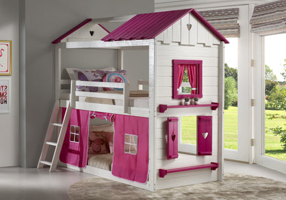 Sweetheart Twin over Twin White & Pink House Bunkbed