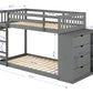 Moby Mission Twin over Twin  Bunk bed with 4 Drawer Dresser & Shelves