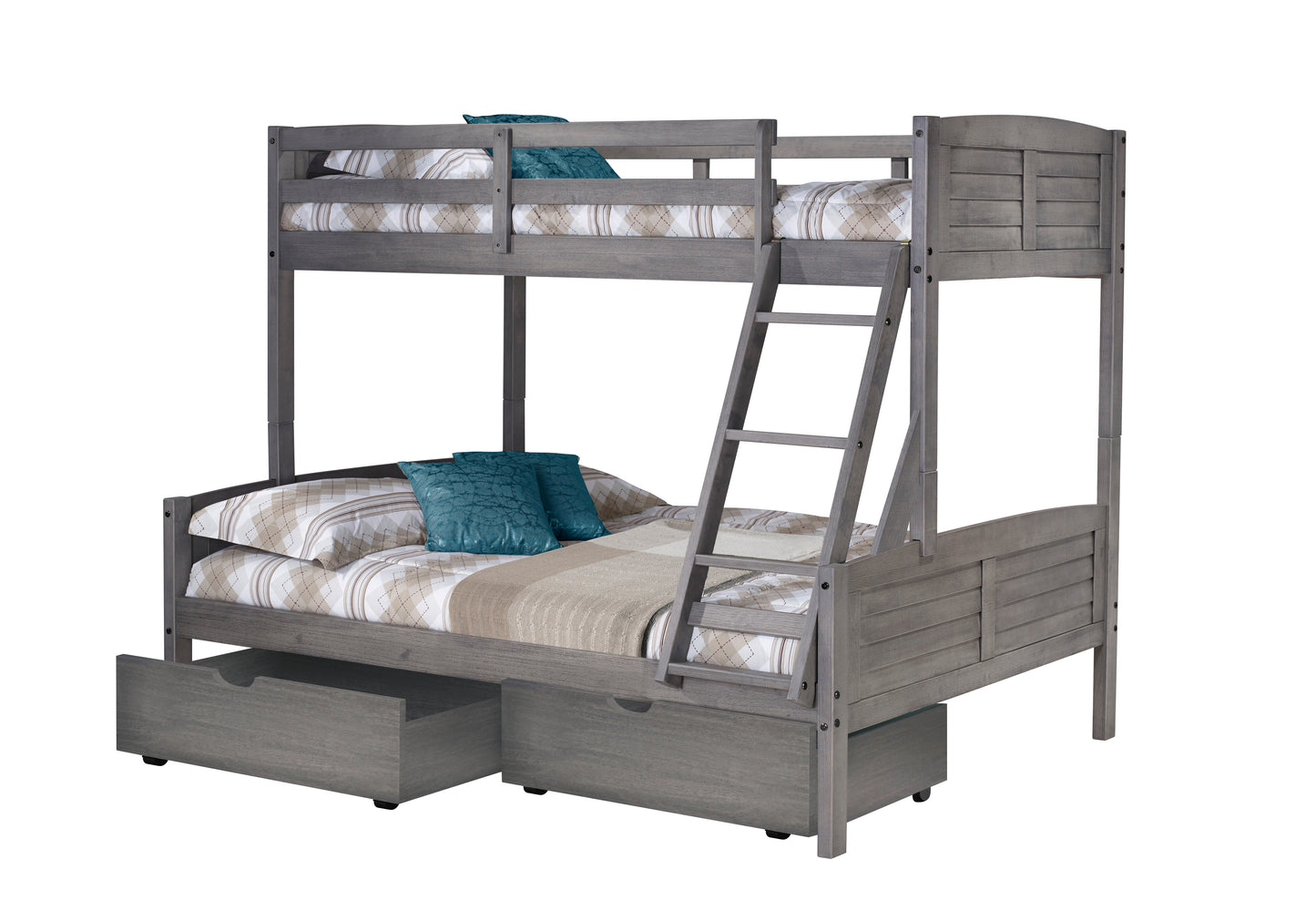 Louver Twin over Full Antique Bunkbed