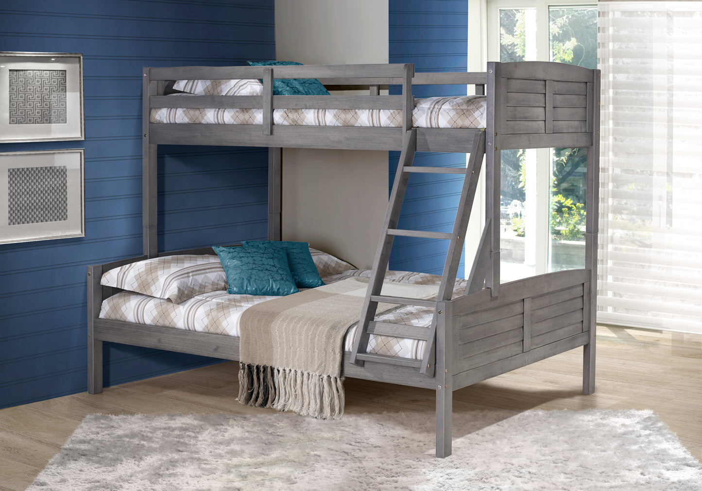 Louver Twin over Full Antique Bunkbed