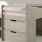 Handles Twin Light Grey Rustic Low Loft Bed