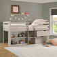 Handles Twin Light Grey Rustic Low Loft Bed