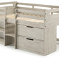 Handles Twin Light Grey Rustic Low Loft Bed