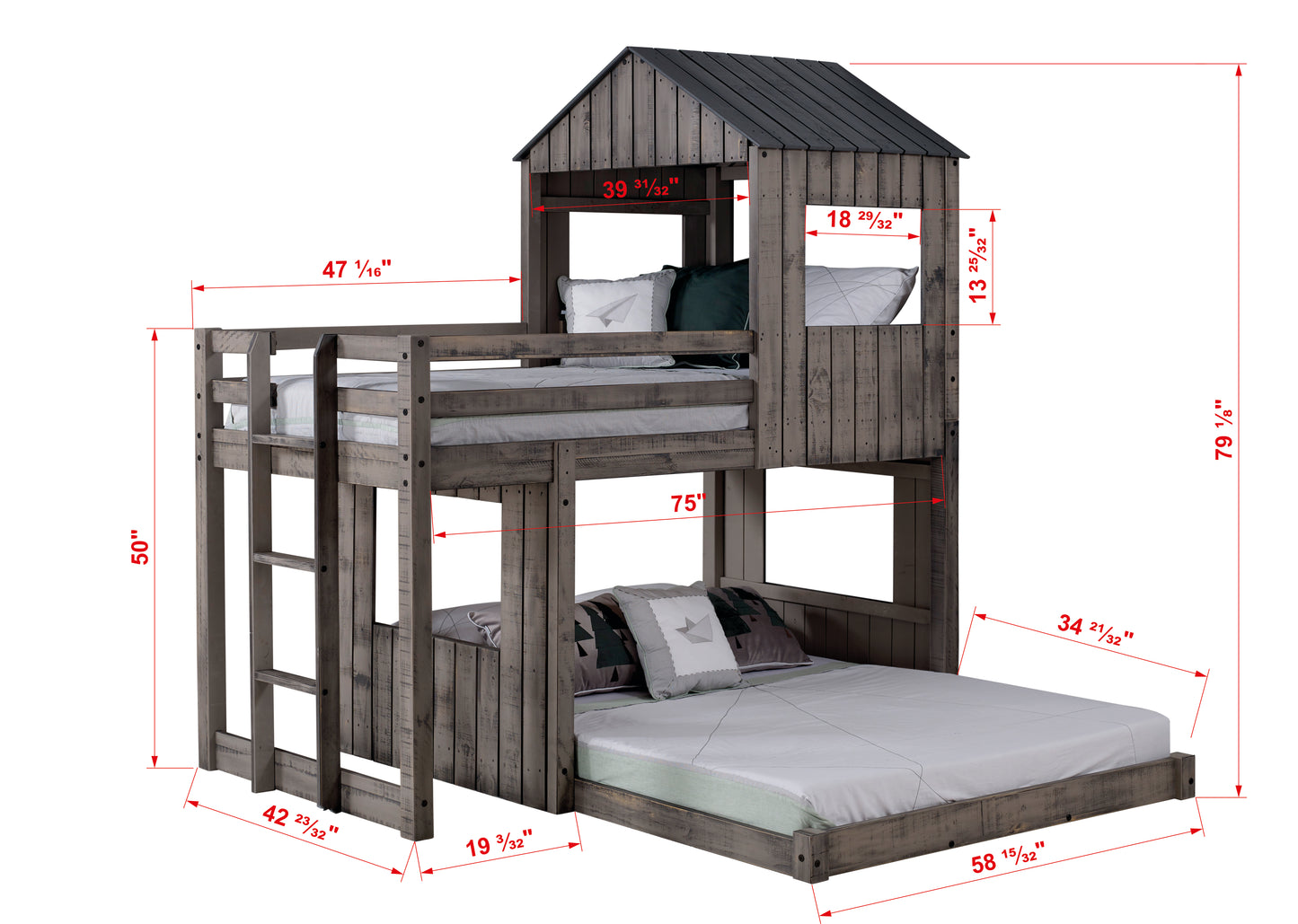 Cottage Twin over Full House Bunk Bed