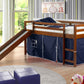 Twin White Low Loft Bed with Slide & Tent