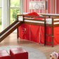 Twin White Low Loft Bed with Slide & Tent