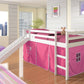 Twin White Low Loft Bed with Slide & Tent