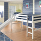 Twin White Low Loft Bed with Slide & Tent