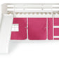 Twin Over Twin Low Bunk Bed With Curtain & Slide