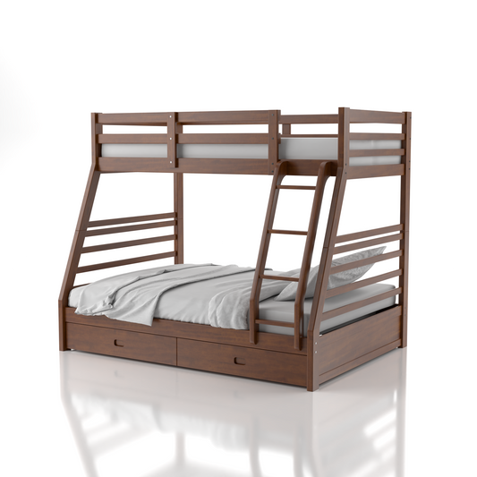 Dule Transitional Twin over Full Solid Wood Bunk Bed in Oak