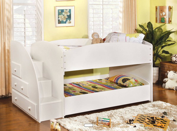 Marconi Contemporary Solid Wood Bunk Bed in White
