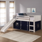 Twin Over Twin Low Bunk Bed With Curtain & Slide