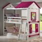 Sweetheart Twin over Twin White & Pink House Bunkbed